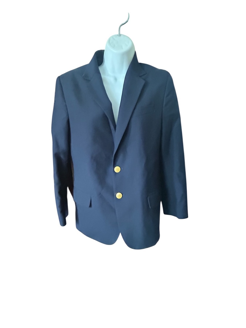 Lands End kid’s Navy Single-Breasted Blazer with Gold Buttons, Sz 14